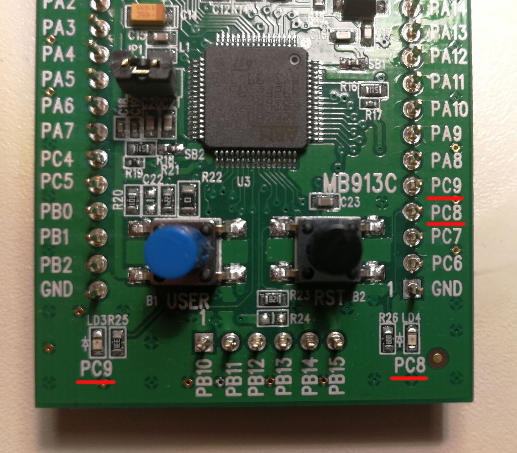 Image of PC8 and PC9 LEDs